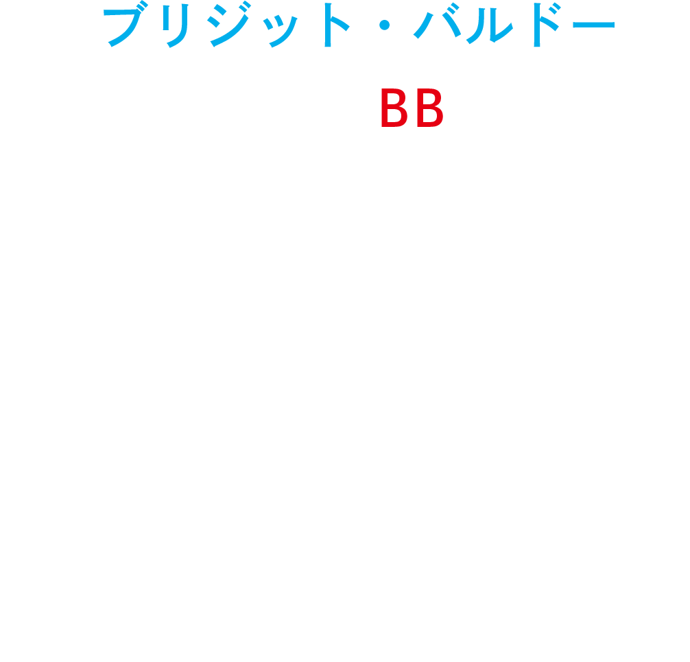 ブリジット・バルドー　愛称はBB。
			60年代を代表するファッションアイコンにして、
			ポジティブな官能性でタブーを打ち破った、フランス女優として初の世界的大スター
